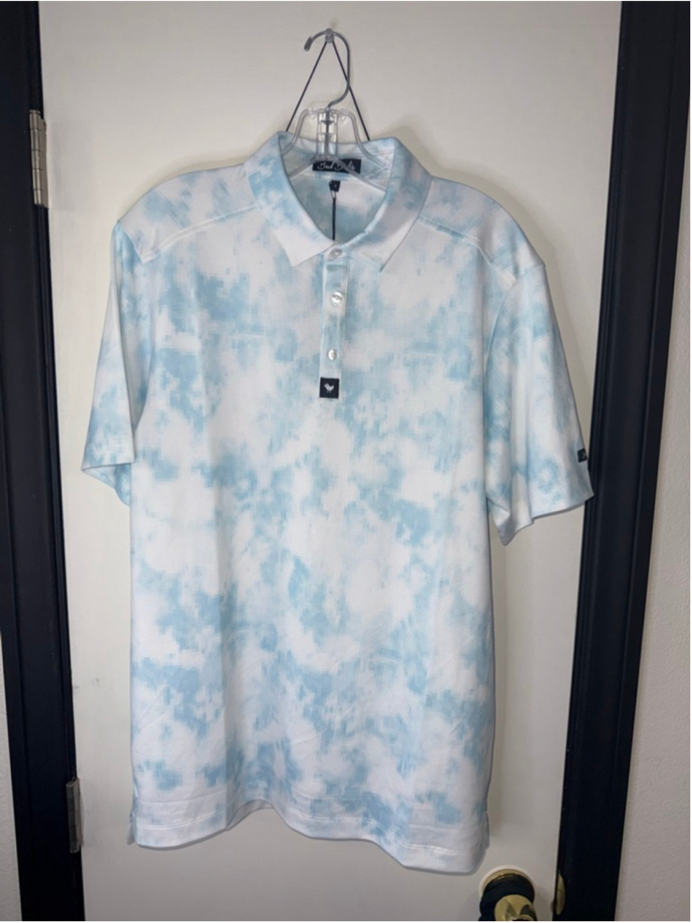 Men's Bad Birdie Polo M White Blue Pixelated